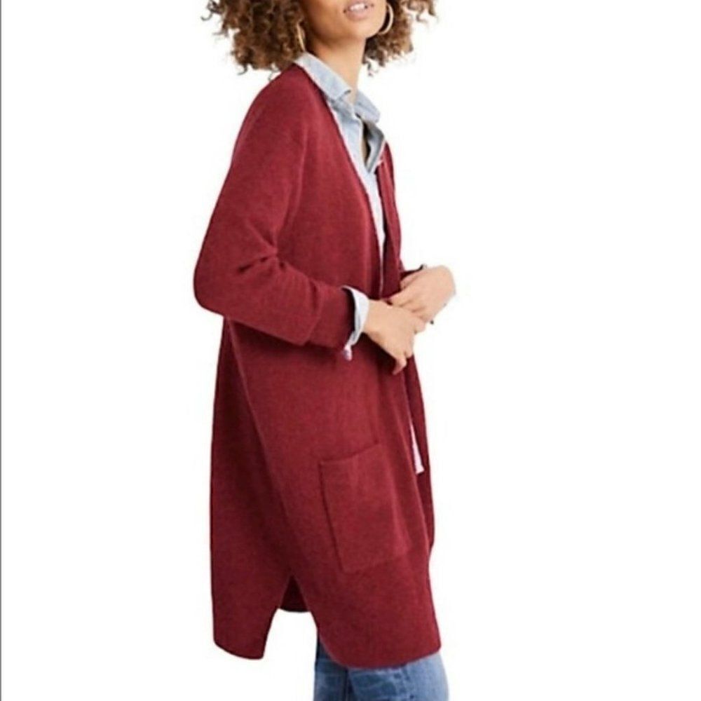 ‎Madewell Kent Cardigan Sweater Heather Scarlet Slouchy Soft Pockets Women XS - Picture 2 of 12